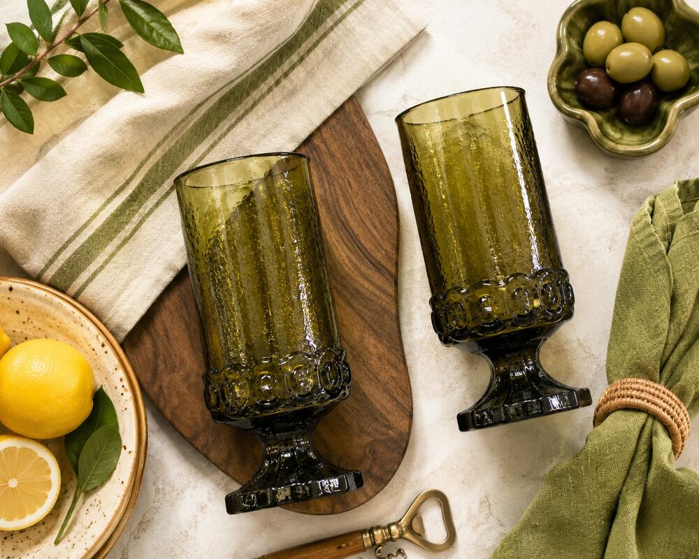 Franciscan Madeira Olive Green Iced Tea Goblets Set of 4 Vintage